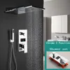 Kemaidi Black Salle de bain Fauce de douche Précipitant la tête de douche 2 3 fonctions Affichage numérique Mixer Tap Waterfall Shower Systerm