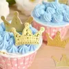 Party Supplies 50Pcs/lot Gold Princess Crown Cake Topper Favors Cupcake Picks Wedding Birthday Decorations Accessories
