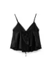 Tanques femininos Camis Traf 2024 Y2K Black Lace Satin Setin Womens Camis Spring Backless Lace Patch Trabalho BUIO SLIM MULHER CROP TOP J240409