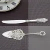 9.25'' Silver Wedding Cake Serve Set Small Cake Shovel Knife Baroque Party Decorating Shovel Birthday Silverware Christmas Gift