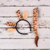 2pcs Zebras / girafe / léopard / vache Costume Set oreilles queue animal de fantaisie