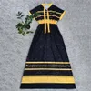 Nouvelle robe pour femmes, créatrice de mode marque imprimée décontractée lâche à manches courtes à manches courtes à manches élastiques robe ourlet Q6196