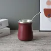 8oz Mate Tea Bugs Doppelmauerte isolierter Becher Edelstahl Yerba Gourd Cup mit Strohsets