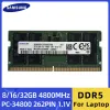 Rams Samsung Memoria RAM DDR5 8GB 16GB 32GB 4800MHz PC534800 1.1V 262 PIN FÖR LAPPT Notebook Computer RAM