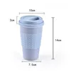 カップソーサーは再利用可能なコーヒーマグ竹繊維8オンス12オンス14オンスエコフレンドリートラベルを販売しています