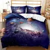 Set di biancheria da letto universer pianeta set 3d boys copripiumino a letto singolo con tedoci di cuscino trapunta trapunta doppia