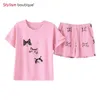 Thuiskleding Women's Soft Cotton Pyjama Sets T -shirt shorts Vrouwelijke pyjama Mooie huiskleding