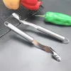 Stainless Steel Pepper Corer Silver Serrated Seed Remover Slicers Cutter Portable Kitchen Gadget Tools