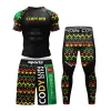 Rashguard Grappling Jiu Jitsu MMA T-Shirt +Hosen Männer Sport 4pcs/Set BJJ Boxing Trikots Fitnessstudio-Ausschlag Wache MMA Clothing Shorts Boxeo