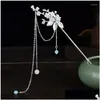 Hair Clips Barrettes Chinese Long Stick Tiara Headpiece Women Accessories Sier Color Crystal Pearl Pins Handmade Jewelry Drop Delivery Dhhpp