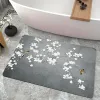 Tapis de bain de boue de diatomées non glissées avec motif de fleurs tapis de sol de séchage rapide pour la maison de cuisine de salle de bain absorbant tapis de tapis de tapis de tapis