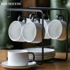 Koppar Saucers Houseeyou Simple British Afternoon Coffee Cup Saucer Set tekoppar med sked och hylla avancerad porslin valentin te mugg