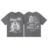 Camisetas masculinas Hellstar de alta qualidade American Love and Peace Earth Print Cotton Casual Manga curta camiseta J240409