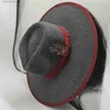 Breda randen hattar hink hattar 2023 Ny herrkontrast bindande kvinnor filt hatt sombrero jazz man bowler hatt utomhus vintage topp hattar stora grim 9,5 cm y240409