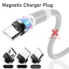 1/5st Rund magnetisk kabelspets Mikro USB -laddning Kabel Plug USB Typ C Magnetkabeladapter för iPhone Magnet Charger Adapter