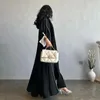 Etnische kleding bescheiden Abaya Ramadan Musulman laple kraag vaste kleur lange mouw elegante gewaad islamitische moslim voor vrouwen caftan mq081