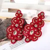 Dangle Earrings KpacoTa Soutache Handmade Women's Jewelry Crystal Large Earring 2024 Accessories Christmas Tree Design Red Gold Color