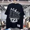 Erkek Tişörtler 23SS Yuvarlak Boyun RRR123 Vintage İngilizce Alfabe Numarası Erkekler Erkek Kadın En İyi Kalite RRR 123 TEE Üst T-Shirt J240409