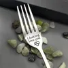 Disposable Flatware Engraved Message Stainless Steel Fork BAP Free Food Grade Silver Forks Gift For Christmas Birthday Year