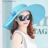 Szerokie brzegowe czapki wiadra prosta letnia słoma kapelusz kobiety duże szerokie grzbiet plażowy kapelusz słoneczny kapelusz solowany blok słoneczny UV Protection Panama Hat Bone Chapeu feminino y240409pwb6