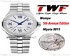 Alpine Eagle Büyük 5th Avenue Edition Miyota 9015 Otomatik Erkekler İzle 41mm Beyaz Tekstür Dektörü Mavi Roman Paslanmaz Çelik Bilezik8267933