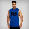 Muscleguys Gym Clothing Mens Bodybuilding Hooded Tank Top Cotton Sleeveless Vest Sweatshirt Fitness Workout Sportswear Tops Male 240409