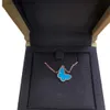 Top Luxury Fine Women Designer Necklace S925 Sterling Silver Turquoise Small Butterfly Womens Women