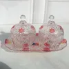 Estatuetas decorativas caixa de doces de cristal jarra de armazenamento de vidro criativo frutas secas fruta de três peças tigela de açúcar bandeja caseira européia
