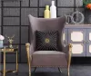 New 2024 Hot Sale Luxury Modern Metal Design Copper Leg High Back Velvet Fabric Single Leisure Accent Armchair Sofa Chair
