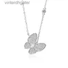 Top Luxury Fine Femmes Designer Collier Vancefe 925 Silver Full Diamond Butterfly Collier Luxury High Grade Designer Collier de tour de cou de haute qualité