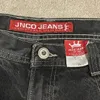 Harajuku JNCO 반바지 Y2K 바지 남성 힙합 레트로 스켈레 톤 그래픽 스트리트웨어 헐렁한 데님 체육관 반바지 고딕 남성 농구 짧은 240329