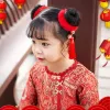 2st Red Plush Hair Circle For Girls Chinese Style Hair Rings with Tassel Ponytail Holder Pannband för flickor Nyårsdekor