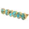 Orecchini per borchie 5Pair Chic Oval Natural Turquoise Stone Gold Piercing Orecchie Retrò Retro Regali all'ingrosso