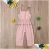 Jumpsuits 1-5t zomer peuter kinderen babymeisje romper mouwloze massieve riem jumpsuit elegante schattige prinseskleding boho strand outfit dhzz3