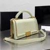 2024 Ladies Flap Mini Crossbody Designer Bags Solid Color Genuine Leather Classic Handbags Gold-tone Metal Chains Snake Patter Portable Shoulder