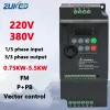 Zuked VFD Wechselrichter 220 V 380VFrequenz Wechselrichter 0,75/1,5/2,2/4/5,5 kW Frequenzwandler Variabler Frequenzantrieb Suswe Suswe