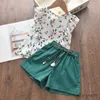 Kleidungssets Menoea Girls Sommer Set Girls Runde Hals fliegende Hülle Top+Schnürshorts zweiteilige Mädchen Mädchen süße Weihnachtsfeiertag Kleidung Kleidung Kleidung