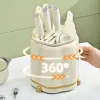 New Kitchen Rotating Holder Light Luxury Cream Style Multi-Functional Knife Household Storage Rack Integrated Chopsti