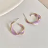 Hoop Earrings Fashion Lavender Purple For Woman Metal Golden Twisted Art Line Stud Gift Jewelry Wholesale