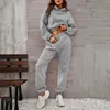 Gym Kleding Women's herfst en winter Casual modieuze solid color cooded trui broek set