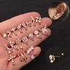 Orecchini a bottone 1pc in acciaio inossidabile CZ Cartilagine graduale fiore piercing gioielli tragus conchina orecchino posteriore