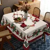 Table Cloth Christmas Day Printed Stain Resistant Polyester Rectangular Holiday Tablecloth For Dining Kitchen Picnic