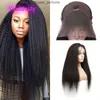 Indian Raw Virgin Human Hair Unbreeced 13x4 Spets Front Wigs Kinky Straight Yirubeauty Lacec Front Wig Natural Color 10-30-tums