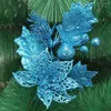 装飾的な花PVC人工松の枝耐久性のあるクラフトホローシミュレートされたクリスマスの葉のきらめきシミュレーションルート