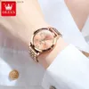 Montre-bracelets Bands Watch Bands Olevs Sangle en acier inoxydable Quartz pour femmes Design de coeur diamant imperméable Quartz Luminal Womens ES Original240409