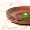 1Pcs Round Tableware Small Wooden Plate Kitchen Bread Fruit Dessert Solid Wood Snack Tray Home Trinket Dishes