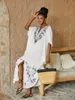 Embroidered Bathing Suit Kaftan Dresses Summer Outfit For Women Swimsuit Cover Ups Beach Caftan Maxi Dress