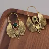 Vintage Egyptian Inspired Designs Sacred Wings Scarab Large Hoops Earrings Gypsy Tribal Women Gold Color Earrings Party Gift