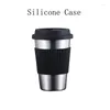 Tassen 1pc Edelstahl Tasse Tragbare Kaffeetasse mit Stroh Silicon Deckel Schwarz Handmilch Home Office Ins Getränkeware