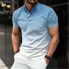 Casual shirts voor heren mode gradiëntstijl heren Polo Shirt Street Business Leisure Clothing Toerisme en vakantie ademende revers korte mouwen top 240409